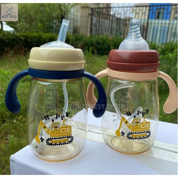 RWY - BOTOL MINUM ANAK/BOTOL 2 IN 1 DOT DAN/KARAKTER RABBIT BEAR TUTUP CLIP/IMPORT/BOTOL KARTUN