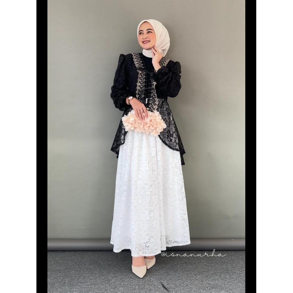 Wisa Outer Tunik Tille Brukat Cardigan Tille Brokat Lengan Panjang Kebaya Tunik Atasan Outher Brukat