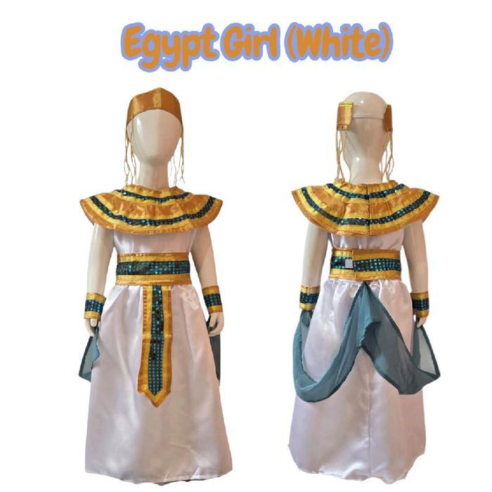ORIGINAL Mesir Girl Dan Dewasa Warna Putih/Baju Negara Mesir/Kostum Benua Afrika/Traditional Costume