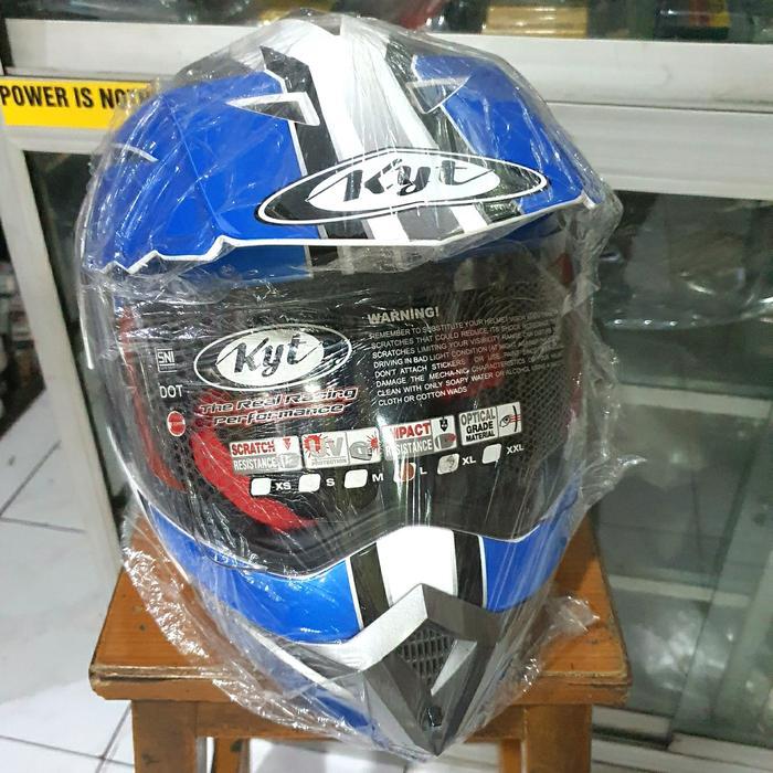 helm kyt enduro supermoto white/blue