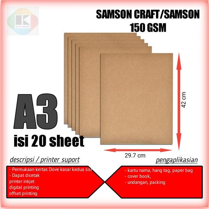 kertas Samson craft A3 150gsm Samson craft tebal 150 gsm 20 sheet