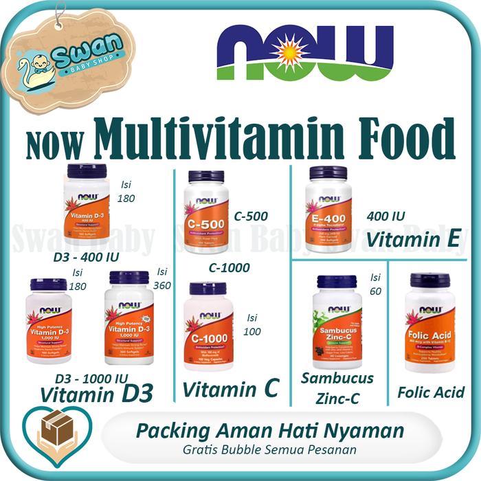 NOW Vitamin C-500 / C-1000 / D-3 1000 / D-3 400 IU / Multivitamin Food Suplemen Health