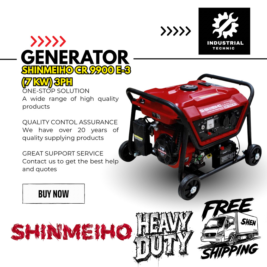 SHINMEIHO CR 9900 E-3 (7 KW) 3PH / GENSET BENSIN 7000 WATT / GASOLINE GENERATOR CR 9900 E-3 / 3 PHAS
