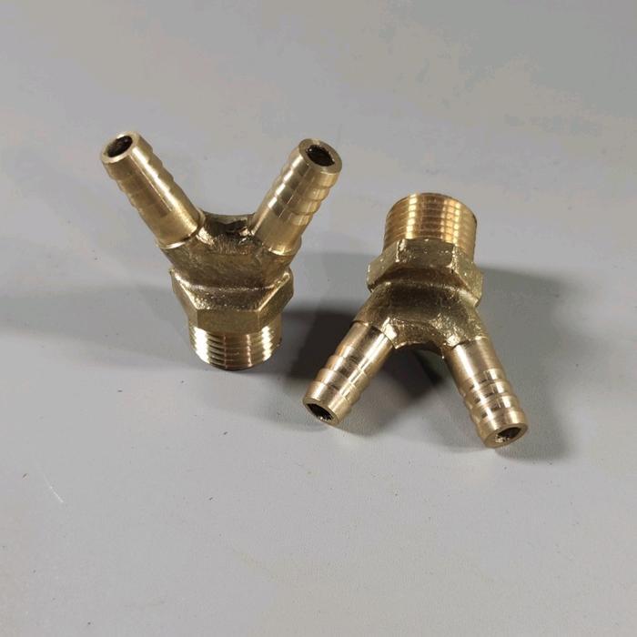 NEPEL Y KONEKTOR SELANG CABANG Y DRAT 1/2" KONEKTOR SELANG 5/16" NEPEL CABANG DUA KUNIGAN BERGARANSI