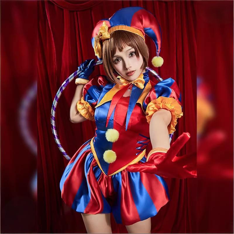 Pomni Cosplay Anime The Amazing Clown Jumpsuit Digital Circus Uniform Women's Halloween Costumes