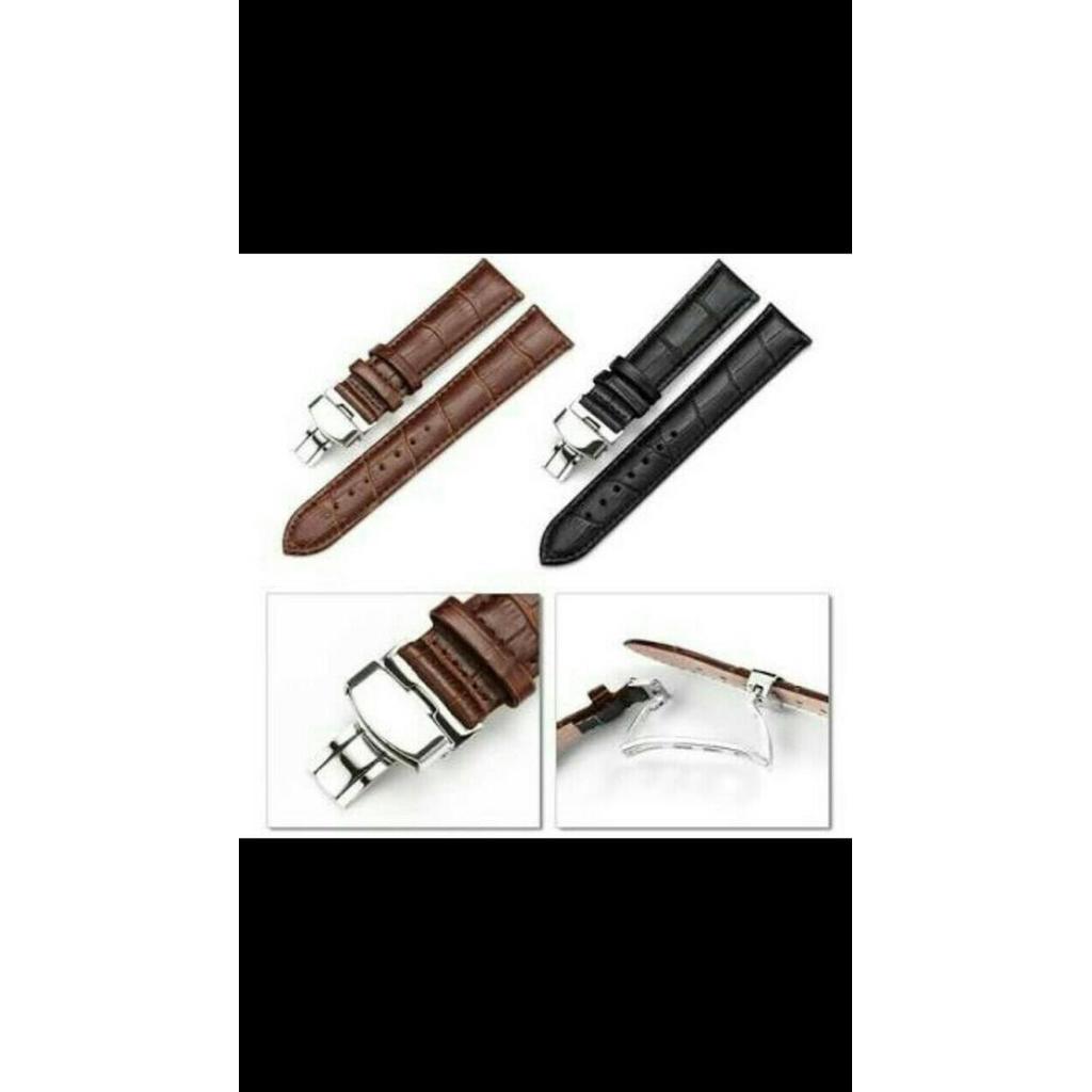 Strap leather butterfly clasp