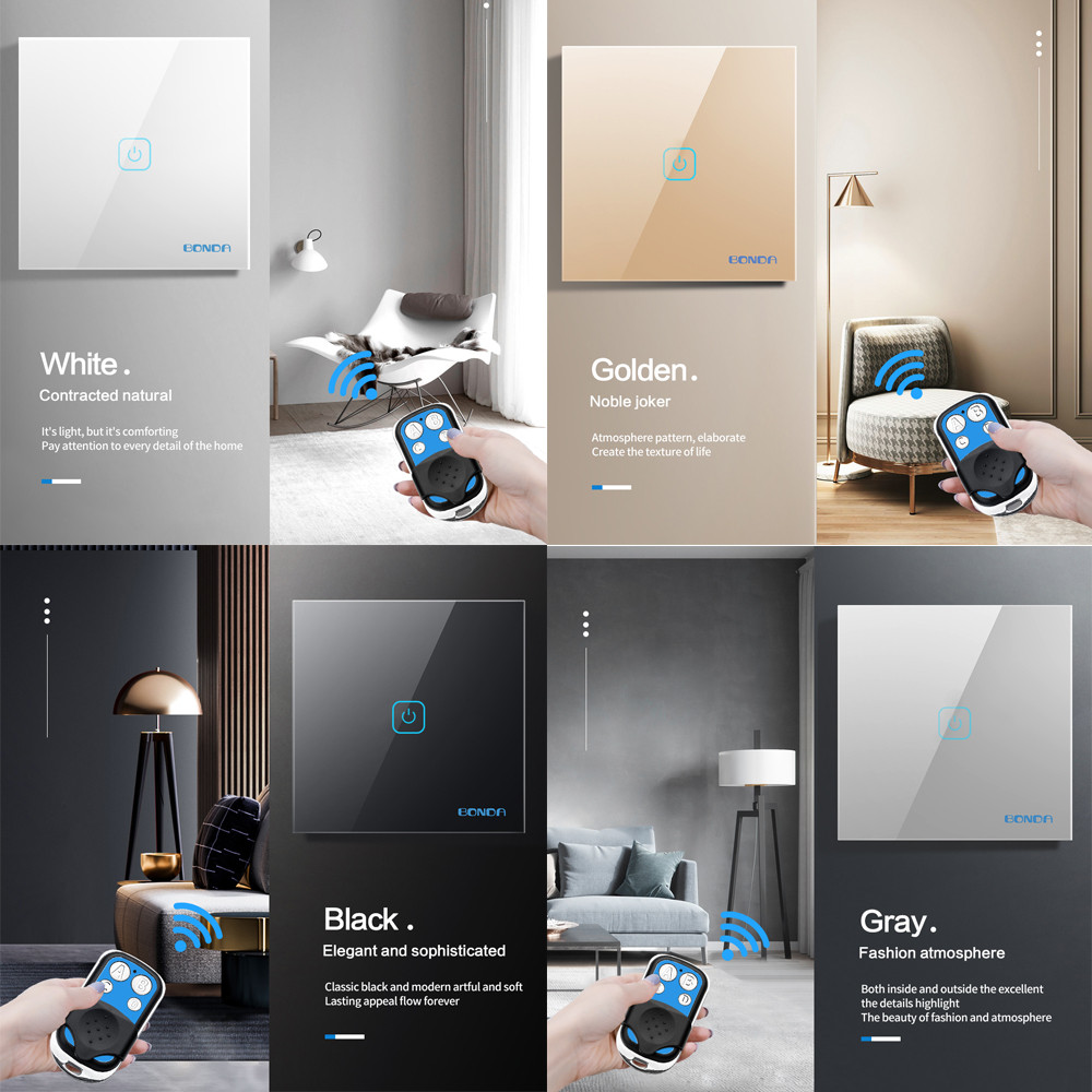 BOND Aluxury Wall Touch Sensor Switch,EU Standard Light Switch, remote control Crystal Glass switch