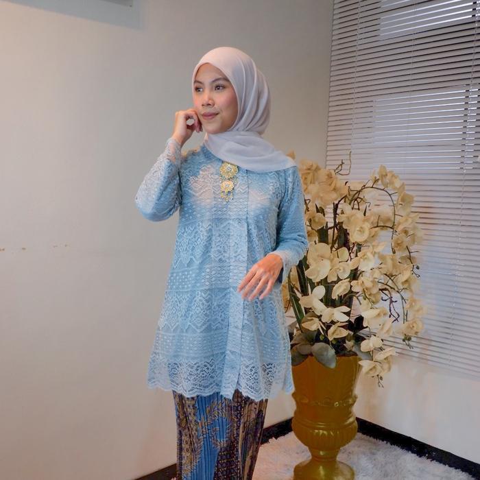 Setelan Dan Atasan Kebaya Kartini Bahan Burkat Moderen Kebaya Jumbo Lamaran Wisuda Wanita Baju Pesta