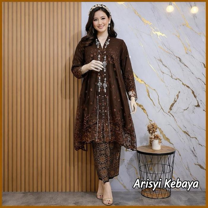 Kebaya Kartini Tunik Payet Jahit Set Songket Kebaya Modern (Twt) Terlaris