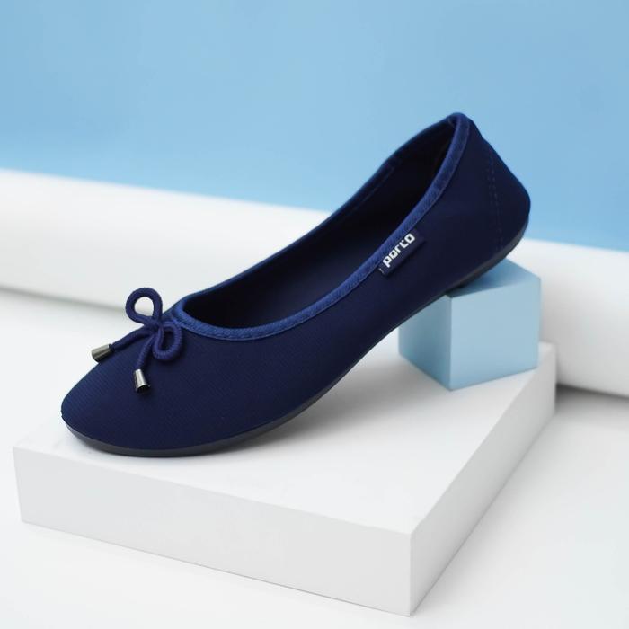 Porto Ba202L Sepatu Flat Wanita Untuk Kuliah Kerja Kantor Casual Bahan Kain Kanvas Tali Pita Pasti