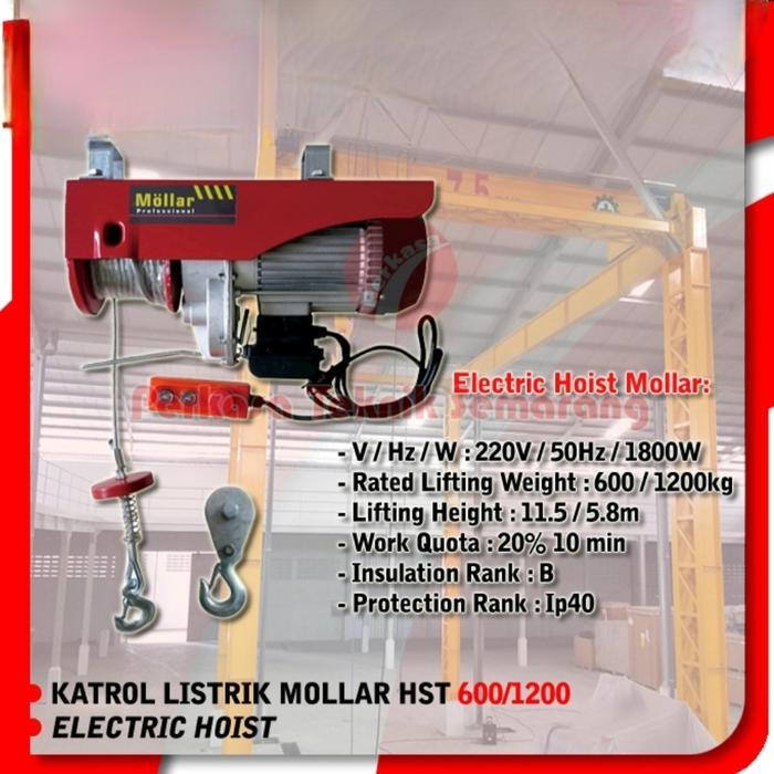 Electric hoist MOLLAR HST300/600 Katrol listrik 600kg Elektrik