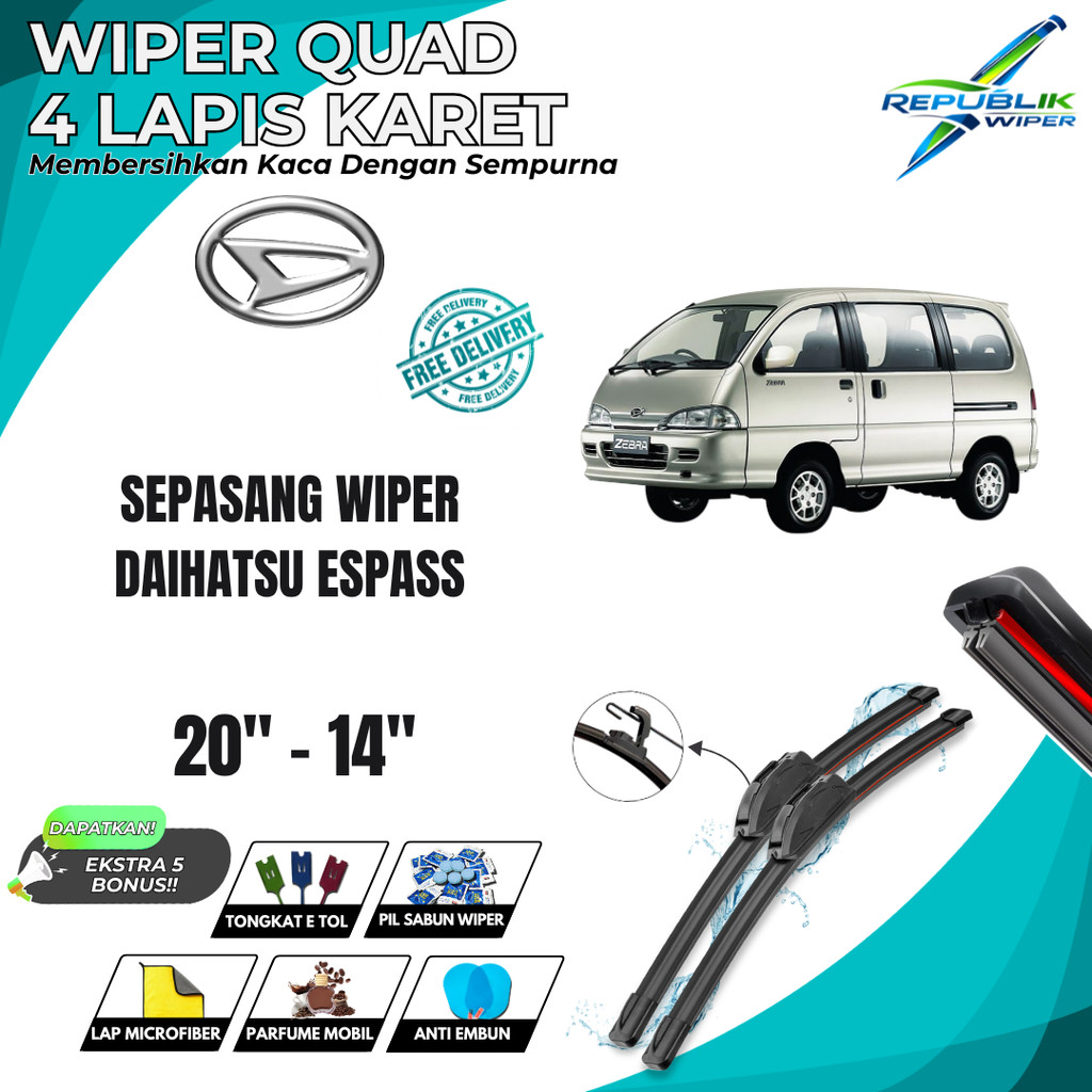Wiper Daihatsu Espass Quad Kaca Depan Mobil Free 5 Bonus