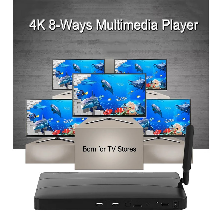 4K 8 Channel HDMI Multimedia Player Multi Media TF Card USB U Flash Disk Pen Drive Video Player