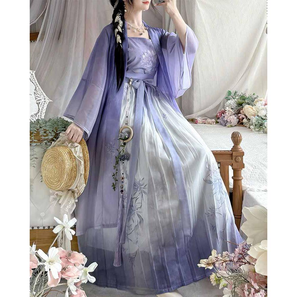Chinese Hanfu Dress Women 2025 Summer Modern Hanfu Female Cosplay Costume Song Dynasty Purple Long