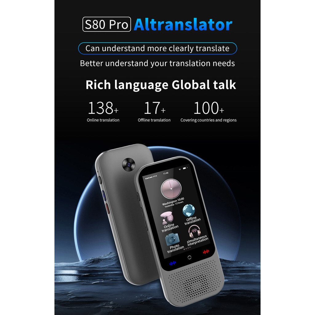 Portable Audio Translator 138 Language Smart Translate S80 Offline In Real Time Smart Voice AI Voice