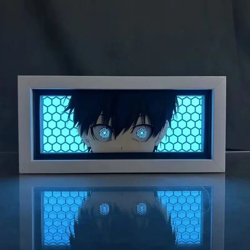 Blue Lock Anime Rin Itoshi LED Lamp Box Yoichi Isagi Gift Action Figure 3D Paper Carving Light Manga