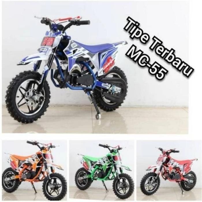 Motor Trail Mini Anak Lenka 55 Motor bensin 2 tak 50 cc mainan anak - Biru