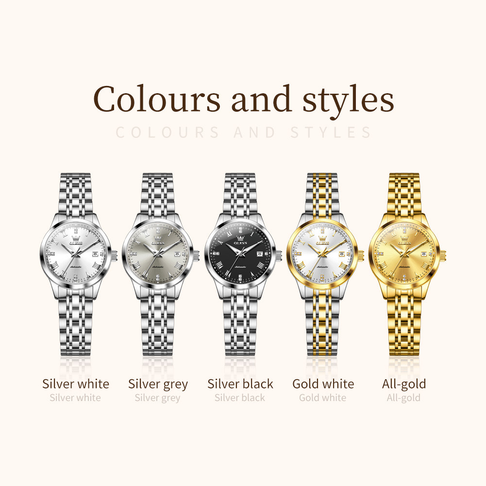OLEVS Watch Luxury Woman Elegant Mechanical Watch Waterproof Luminous Stainless Steel Watches For