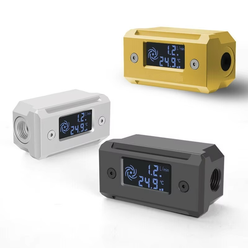 PC water cooling metal flow meter water cooling temperature indicator with LED screen digital