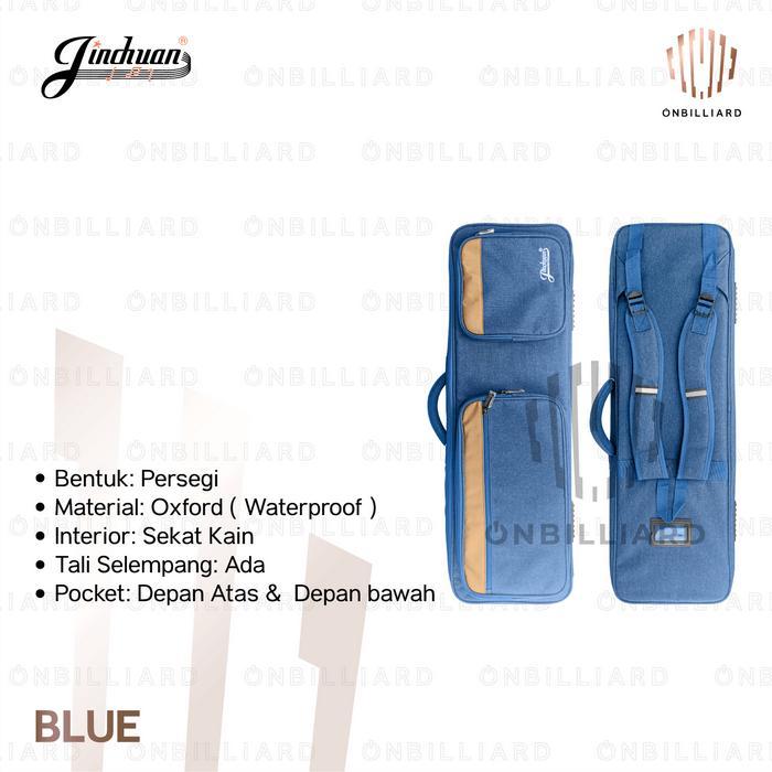 Readyyy Jinchuan C-2234 Tas Stick Billiard 3X4 Cue Soft Case 3 Butt 4 Shaft 7 Lubang Sekat Kain