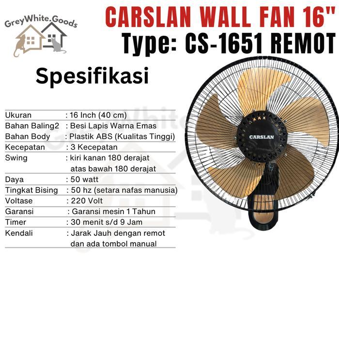 "New" Kipas Dinding Besi Remot 16 Inch JUMBO Kipas Timer Dinding Kipas Besi 5 Baling Bergaransi