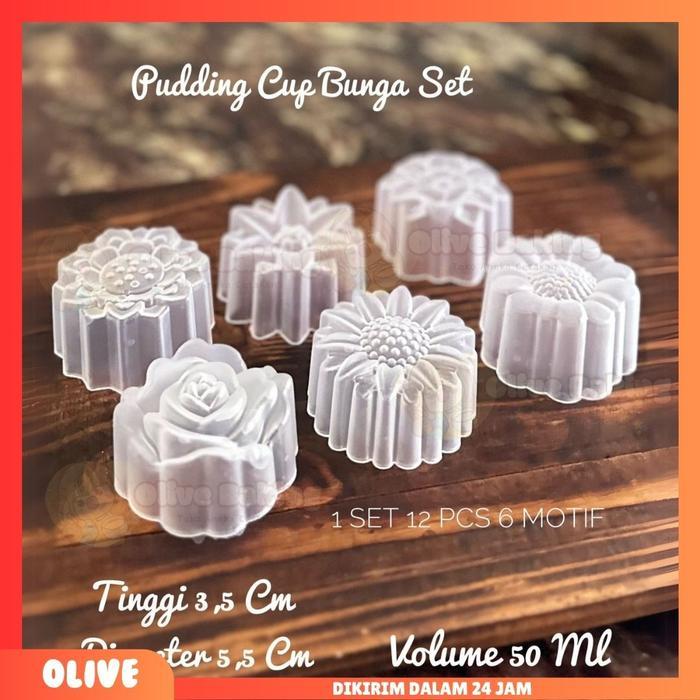 [Isi12] Cetakan Cup Bunga Set Kue 5.5 cm Plastik / Cetakan Bunga Lotus / Cetakan Puding Plastik /