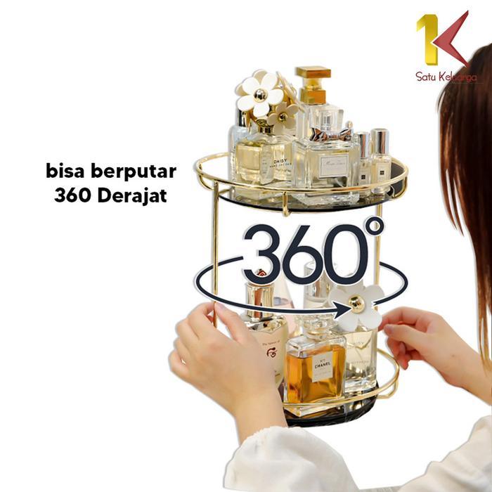 [COD] SK K134 Rak Kosmetik Bulat 2 Tingkat Putar 360 Derajat Tempat Penyimpanan Riasan Multifungsi