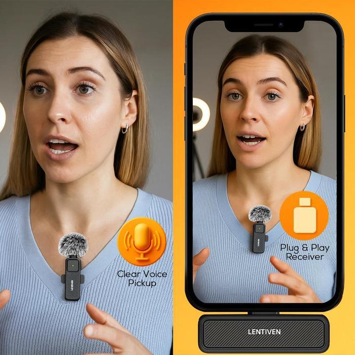 LIANGWE LENTIVEN WIRELESS MICROPHONE MIC WIRELESS CLIP ON MICROPHONE MIKROFON LAVALIER HP PLUG &
