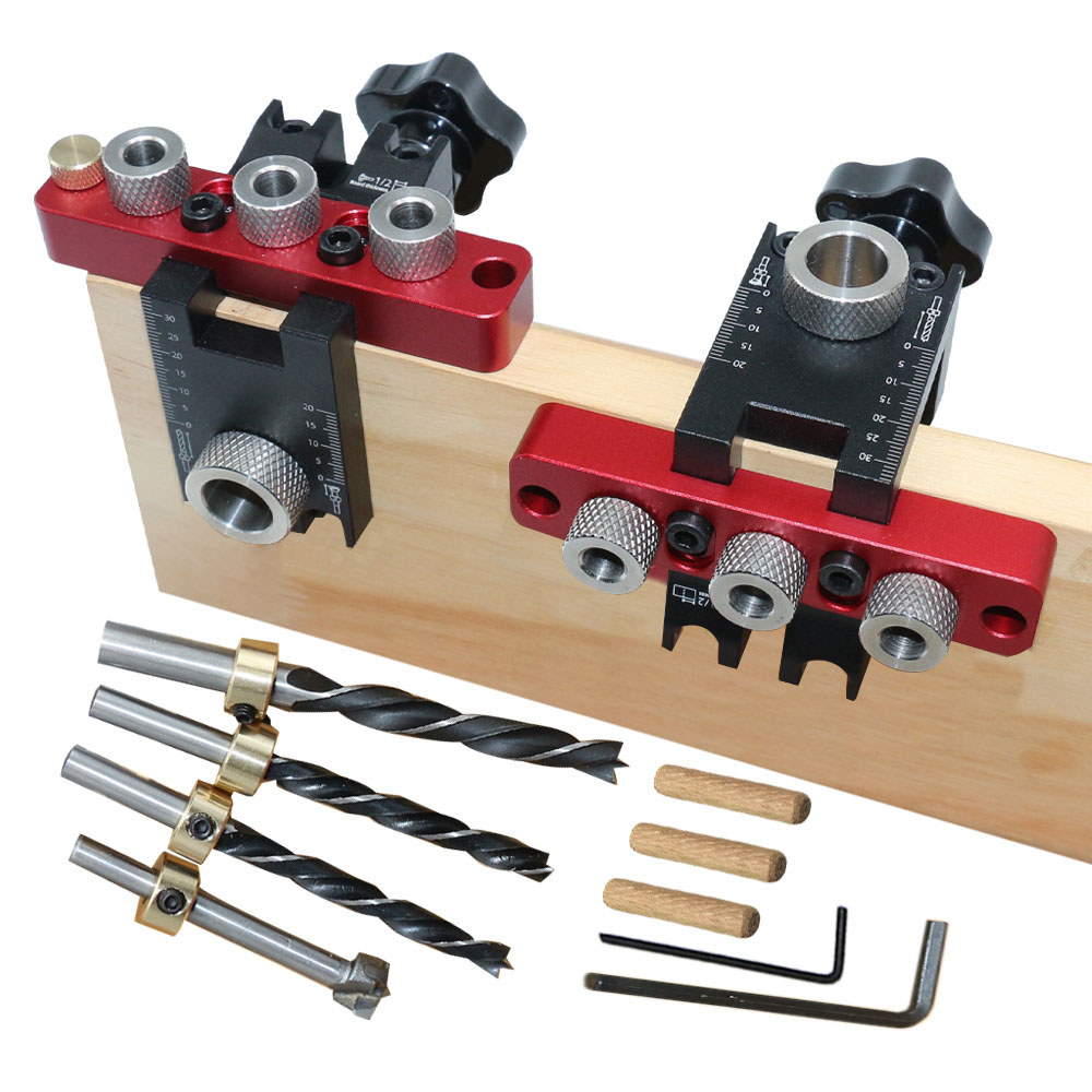 Woodworking 3 In 1 Dowelling Jig Universal Dowel Cam Jig Wood Hole Drilling Guide Locator Adjustable