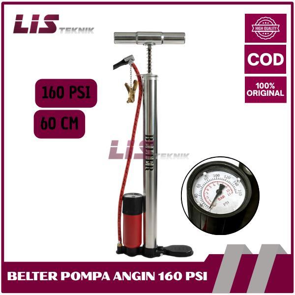 Krisbow - Belter Pompa Angin Tabung Alumunium 160 Psi Pompa Ban Sepeda Motor Manual
