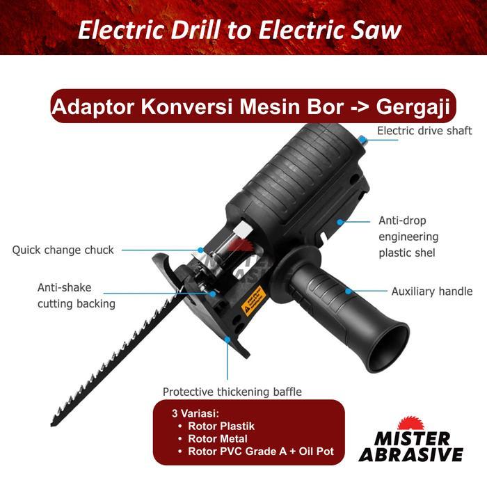 Krisbow - Adaptor Konversi Mesin Bor Jig Saw Gergaji Portable Reciprocating Saw Adapter Electric