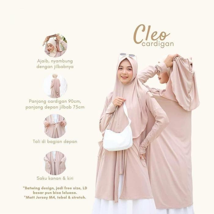 Jilbab Instan 2In1 Hijab Bergo Khimar Jersey Dengan Cardigan Outer Muslimah Modis Nyaman & Praktis