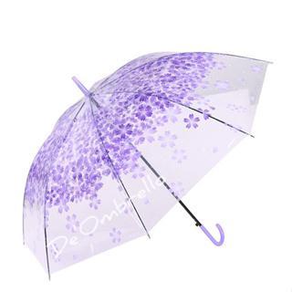 "New" (005EE-1)Payung PVC Tongkat Transparant Motif Sakura/Payung Korea/Payung Tongkat