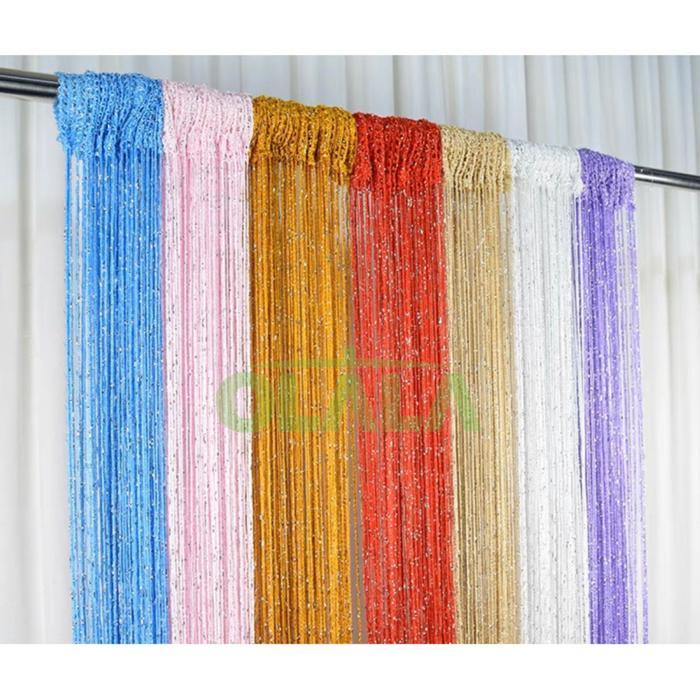 "New" CODTIRAI BENANG GLITTER GLITER POLOS TIRAI JENDELA TIRAI BENANG TIRAI PINTU Curtain OLL-BH-103
