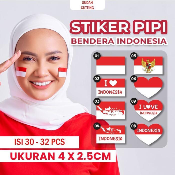 Stiker Pipi Merah Putih / Stiker Bendera Merah Putih Untuk Pipi / Stiker Kemerdekaan Merah Putih