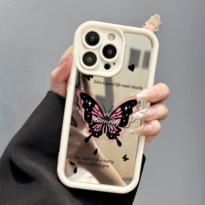 Casing Hp Untuk Oppo A16K Oppo A16E Case Kartun Kupu-Kupu Cantik Kasing Cermin Casing Ponsel Silikon
