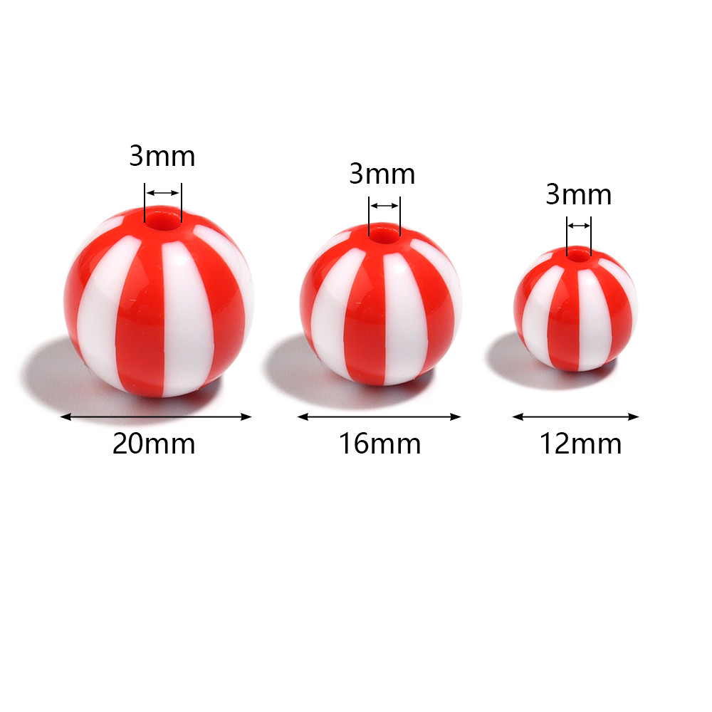 12-20mm Acrylic Large Hole Beads Colorful Stripes Round Loose Spacer Beads for Diy Bracelet Necklace