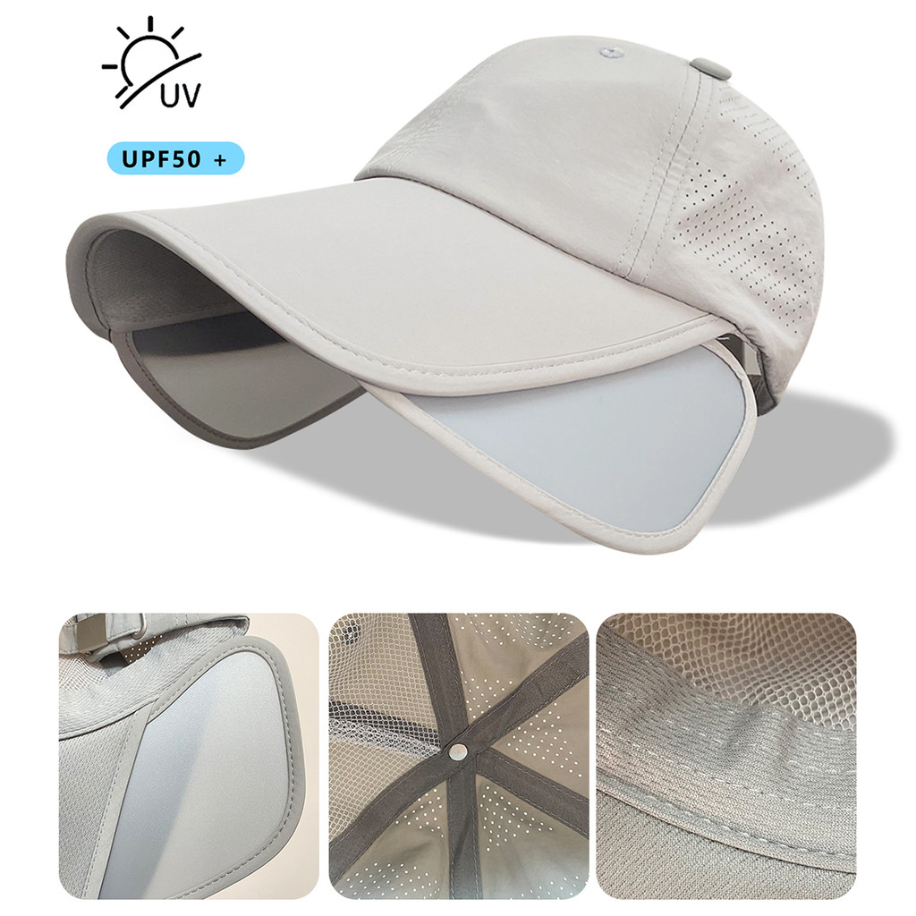 Sunscreen Hat Men's Summer Sun Hat Outdoor Big Brim Cap Breathable Fishing Hat Retractable Sunshade