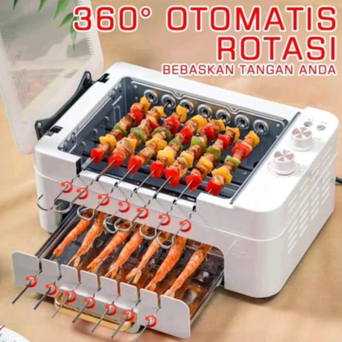 Alat Pemanggang Sate Otomatis Putar Oven Grill Kebab BBQ Hotpot Skewer