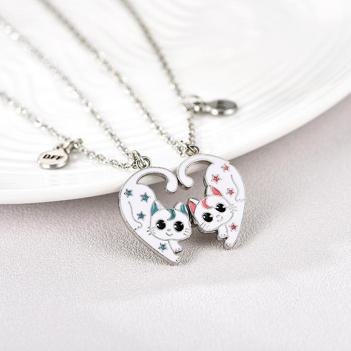 kalung couple kucing lucu bff kalung persahabatan magnet love cat untuk sahabat / pasangan