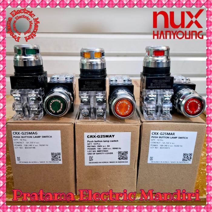 Hanyoung Nux Push Button Lamp Illuminated 25Mm Crx-G25Mag Crx-G25Mar Crx-G25May Crx-G25Maw 220V