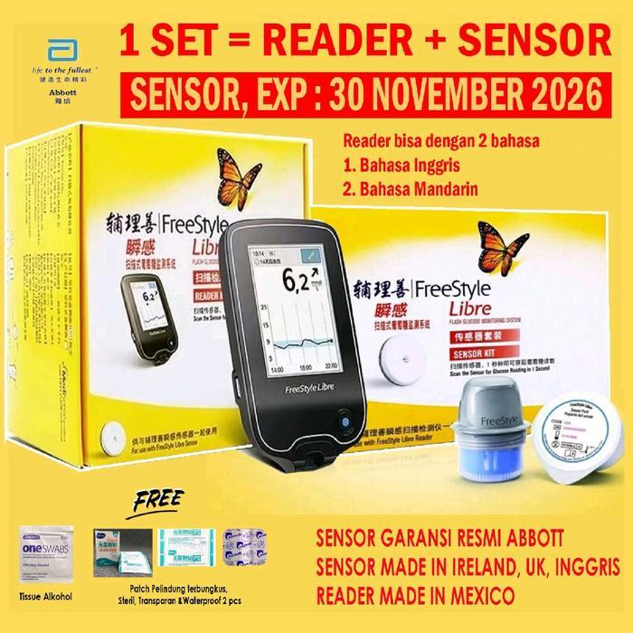Sensor + Reader FreeStyle Libre Sensor Jaminan 1000% ORI dari Abbott