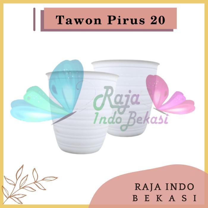 "New" POT MADU PIRUS 20 DIAMETER 18CM PUTIH - MOTIF TAWON TINGGI TIRUS 18 CM