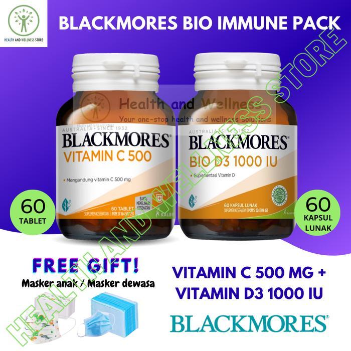 PAKET BLACKMORES DAILY IMMUNE VITAMIN C 500 MG 60 TABLET DAN BIO D3 1000 IU 60 KAPSUL LUNAK