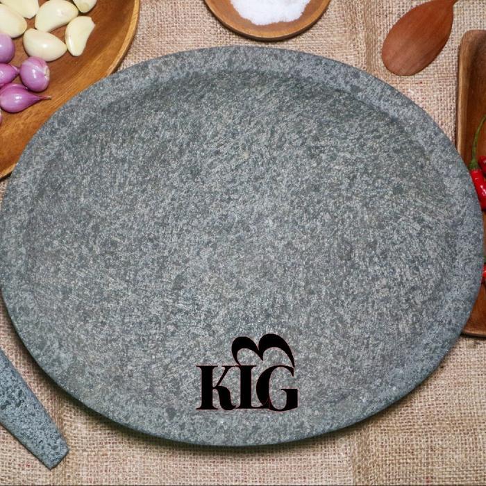 Cobek batu asli Oval besar gratis ulekan dapur kitchenware karakter