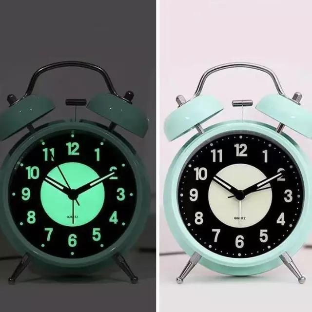 AMS - Bisa COD Jam Beker GLOW IN THE DARK FREE Baterai / Weker Dering /Alarm Clock NW502