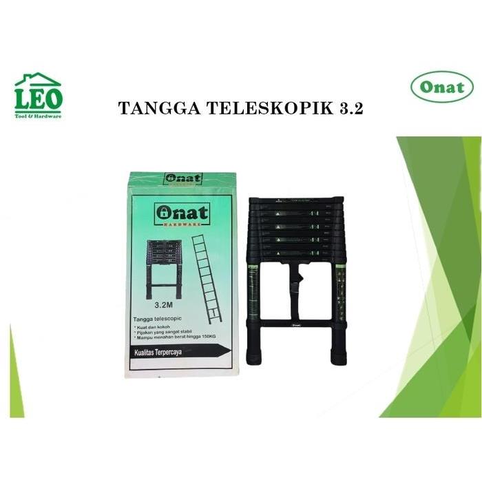 Tangga Lipat Aluminium Teleskopik 3.2M Single Telescopic Ladder 3.2 M Onat Pasti Promo