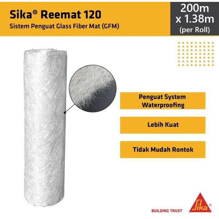 Sika Reemat 120 Serat Fiber Waterproofing Fiberglass matt 200x1.32m - per roll besar