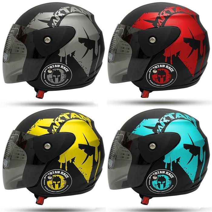 "New" HELM EVO MOTIF SPARTAN PREMIUM MURAH KACA HITAM/SILVER/PELANGI MIRIP GM EVO DEWASA PRIA WANITA
