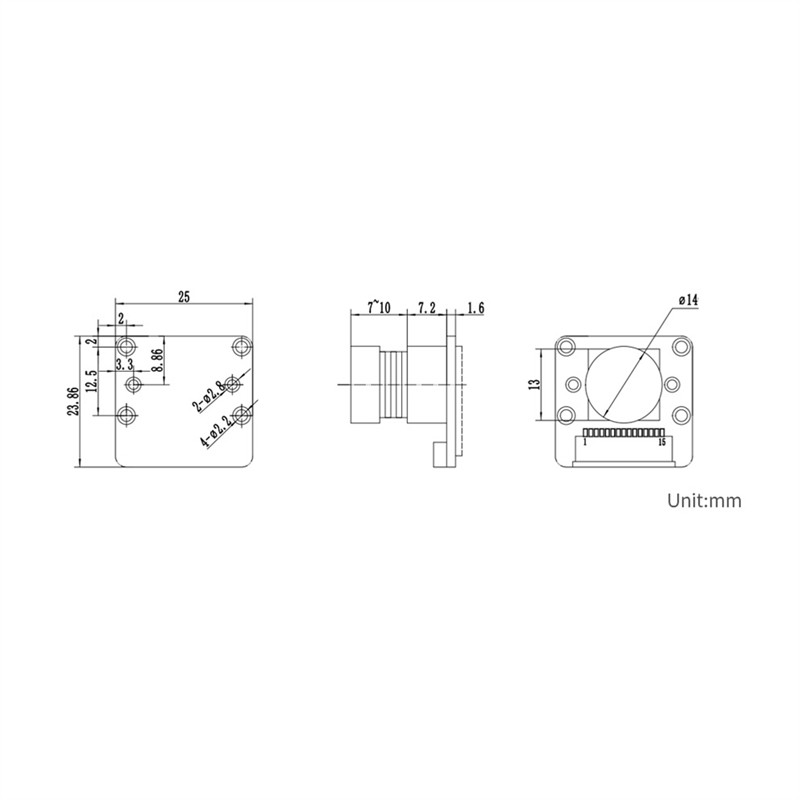 AA08-OV9281-110 Mono Camera For Raspberry Pi, Global Shutter, 1MP